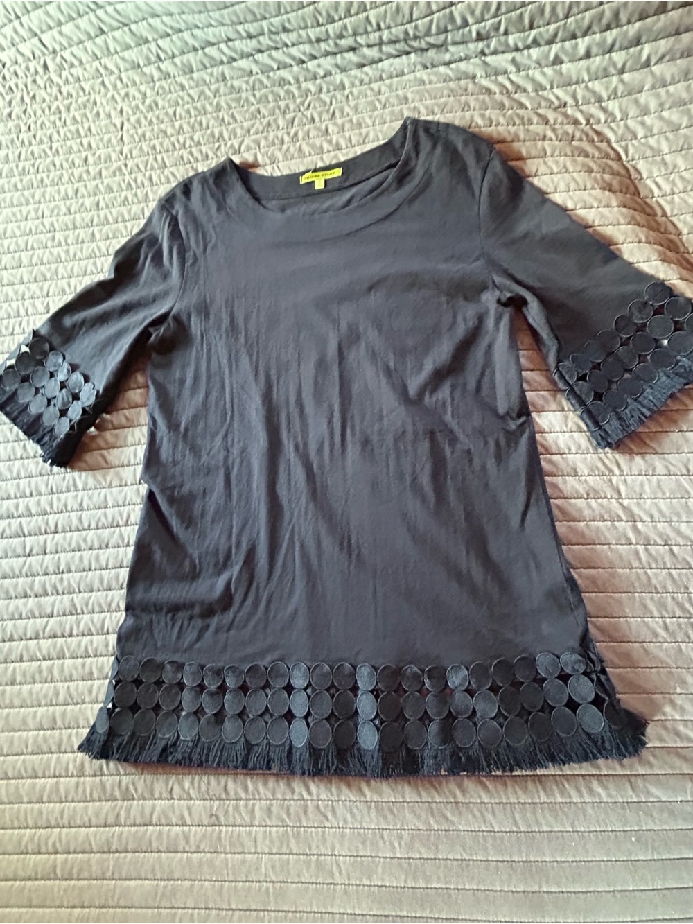 Trisha Tyler deep nany Scoop Neck Tunic with Decorative Hem and Sleeves